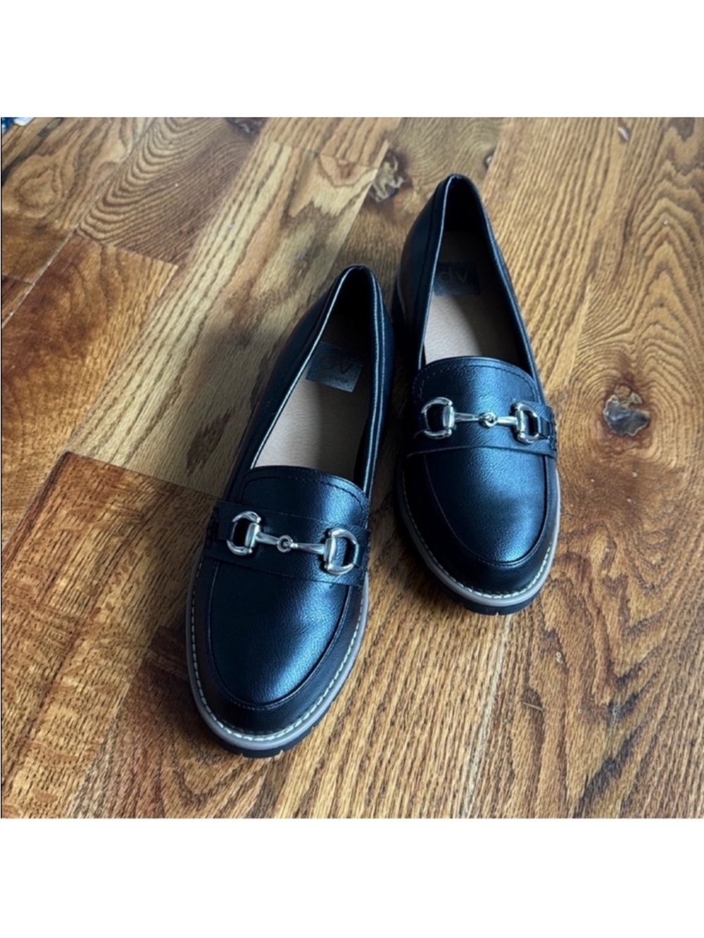 Dolce Vita Cedar Faux Leather Heeled Loafers Sz 9 Slip on Black